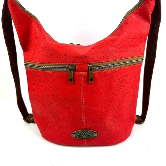 Sew Da Kine Handbag Cork Hawaiin Hobo Bag Bright Red Purse New - Picture 1 of 13
